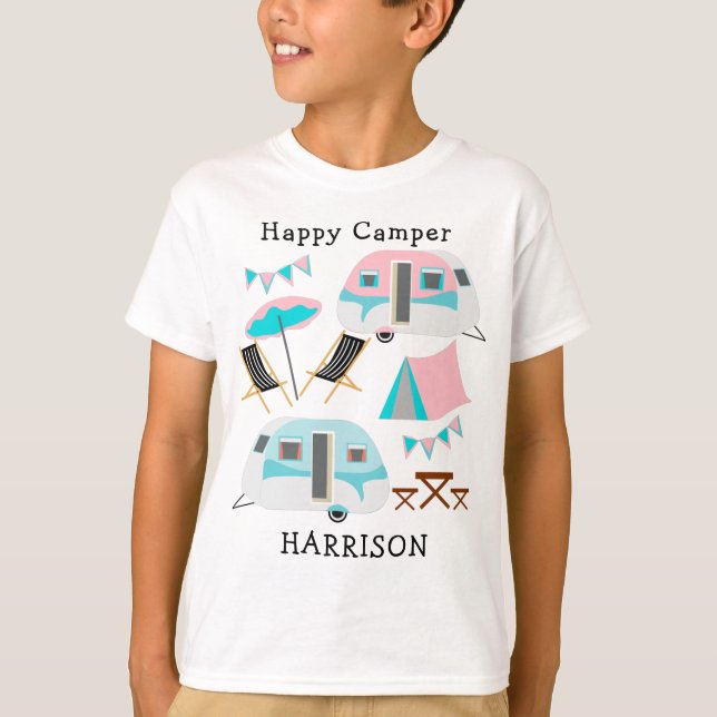 Retro Caravan Camping Cute P T-Shirt (Front)