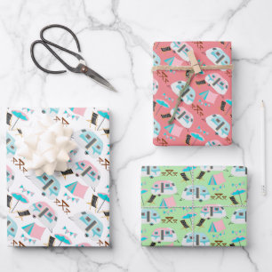 Retro Caravan Camping Cute P Wrapping Paper Sheet