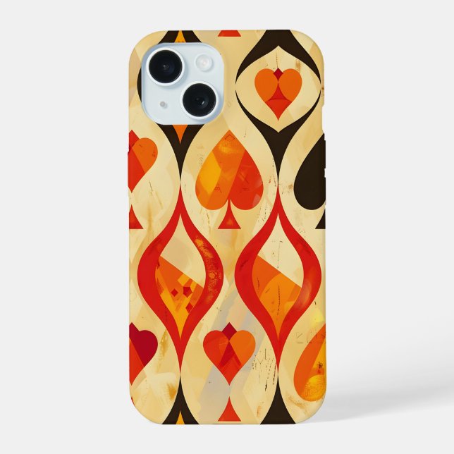 Retro Card Suits iPhone 15 Case (Back)