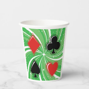 Retro Card Suits Vibrant Red and Black Paper Cups