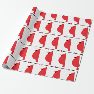 Retro Cardinals with Berries Wrapping Paper