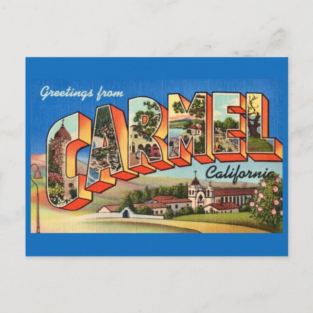 Retro Carmel California Greeting  Postcard (Front)
