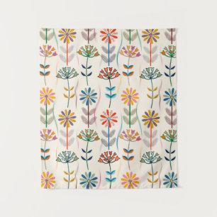 Retro Carnival Blooms Tapestry