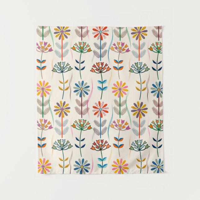 Retro Carnival Blooms Tapestry (Front)