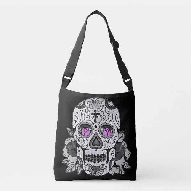 Retro Carnival Sugar Skull Your Choice of Colour Crossbody Bag (Front)