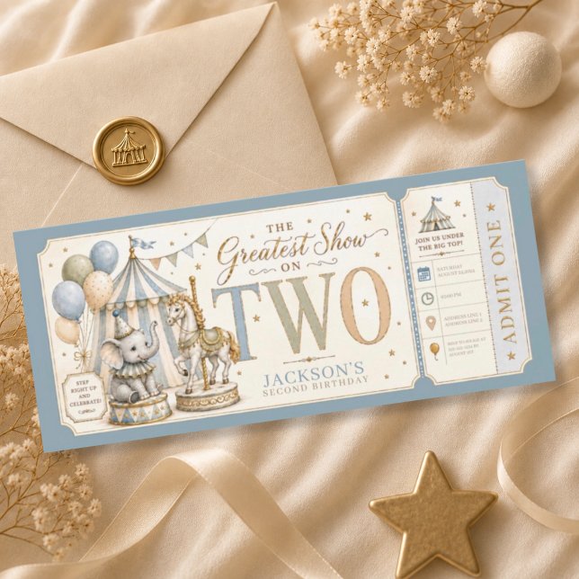 Retro carnival theme boy 2nd birthday  invitation (Creator Uploaded)