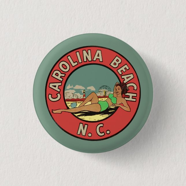Retro Carolina Beach Roundel 3 Cm Round Badge (Front)