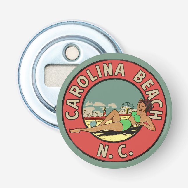 Retro Carolina Beach Roundel Bottle Opener (Front)
