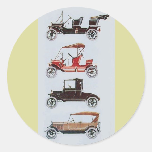 RETRO CARS 2- Auto repair automotive brown yellow Classic Round Sticker (Front)