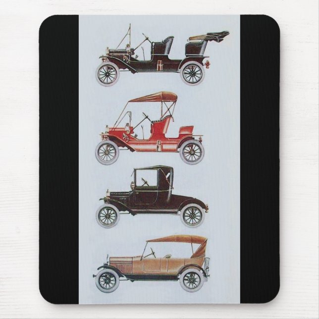 RETRO CARS 2 , AUTO RESTORATION grey black red Mouse Pad (Front)