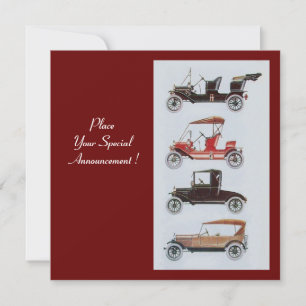 RETRO CARS 2 , AUTO RESTORATION red white black Announcement