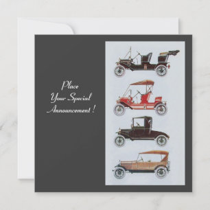 RETRO CARS 2 , AUTO RESTORATION ,red white grey Announcement