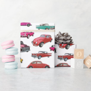 Retro Cars and Trucks Pattern Wrapping Paper