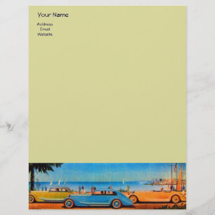 RETRO CARS - Auto repair automotive ,blue yellow Letterhead Template