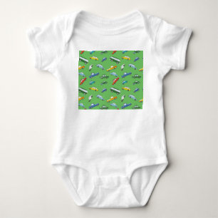 Retro Cars: Cute Hand-Drawn Pattern Baby Bodysuit