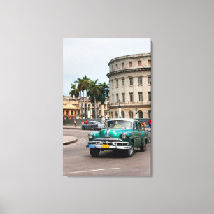 Retro cars on the Havana street Canvas Print