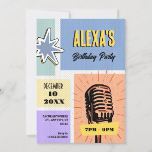 Retro cartoon birthday  invitation