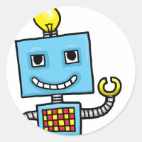 Retro cartoon blue robot