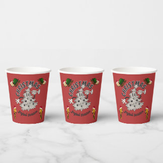 Retro Cartoon Christmas Joyful Season  Paper Cups