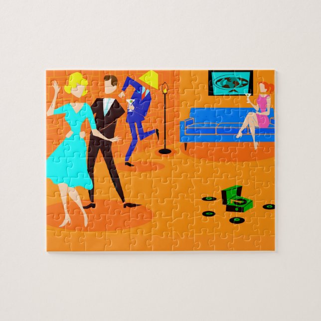 Retro Cartoon Cocktail Party Jigsaw Puzzle (Horizontal)