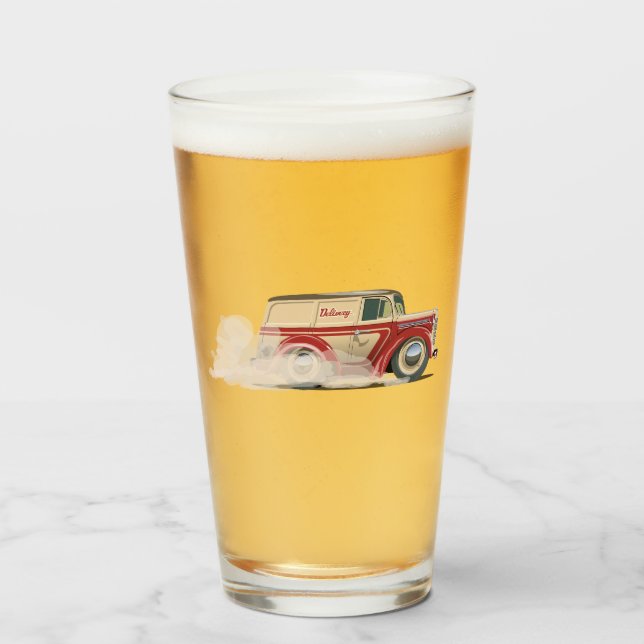 Retro Cartoon delivery van Glass (Front Filled)