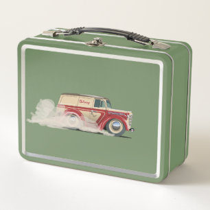 Retro Cartoon delivery van Metal Lunch Box