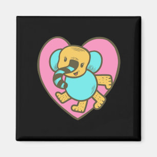 Retro Cartoon Elephant Love Heart Magnet