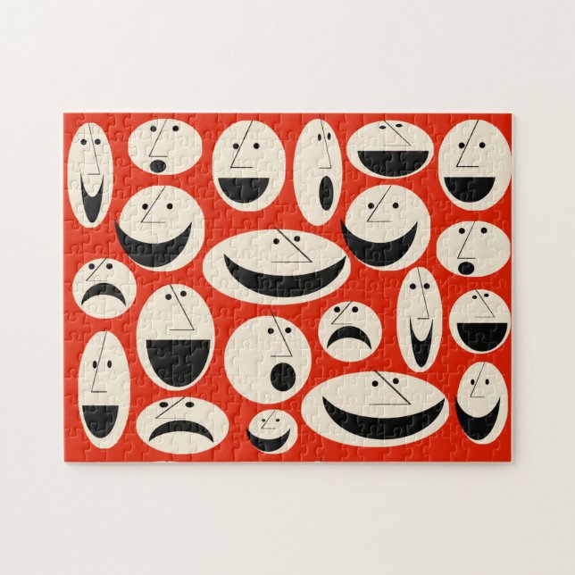 Retro Cartoon Faces Pattern Puzzle (Horizontal)