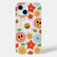 Retro Cartoon Flowers Whimsical Happy Fun