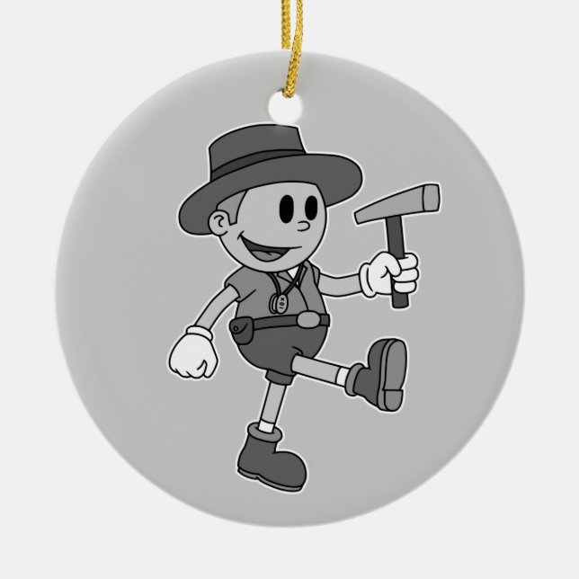 Retro Cartoon Geologist (Add Your Name) Ceramic Tree Decoration (Front)