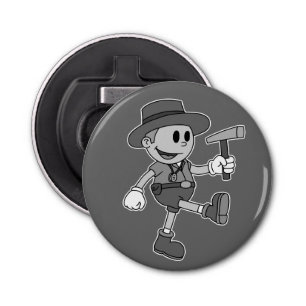 Retro Cartoon Geologist (Black and White) Bottle Opener