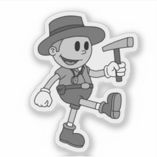 Retro Cartoon Geologist (Black and White) Vinyl