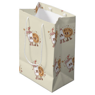 Retro Cartoon Milk & Cookie Medium Gift Bag