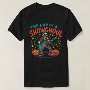 Retro Cartoon Skeleton Music Halloween Artwork T-Shirt