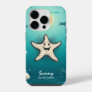 Retro Cartoon Starfish Character iPhone 14 Pro Case