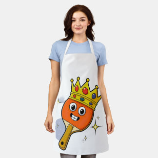 Retro Cartoon Table Tennis Paddle Graphic Apron