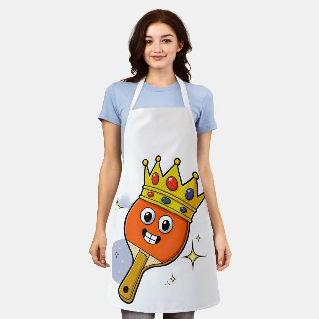 Retro Cartoon Table Tennis Paddle Graphic Apron (Worn)