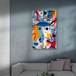 Retro Cartoonish Cubist Doodles 01 Canvas Print