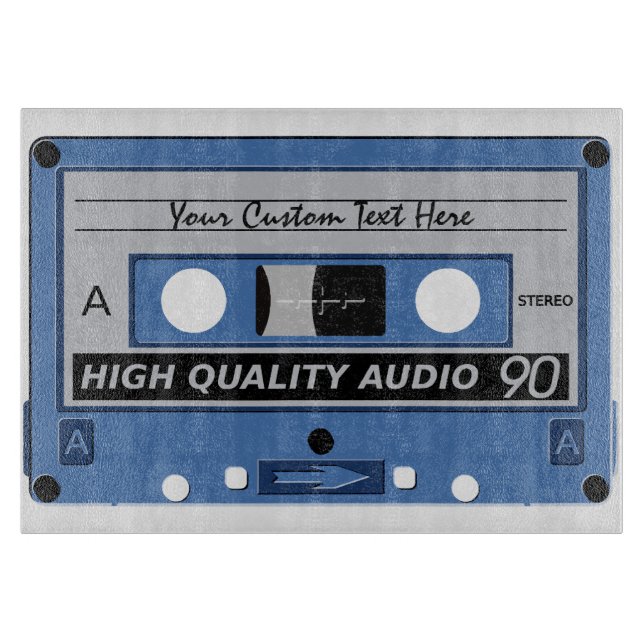 Retro Casette Tape custom cutting board (Front)