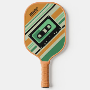 Retro Casette Tape custom monogram Pickleball Paddle