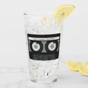 Retro Casette Tape custom text Glass