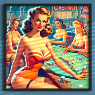 Retro Casino Girls Poster
