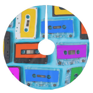 Retro Cassette: Blue Background Collection Brushed Polyester Tree Skirt