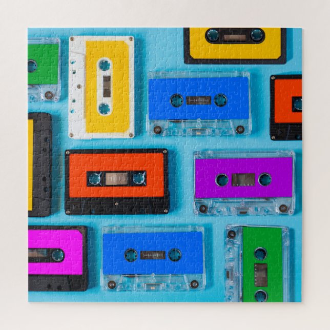 Retro Cassette: Blue Background Collection Jigsaw Puzzle (Vertical)