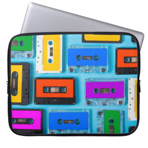 Retro Cassette: Blue Background Collection Laptop Sleeve