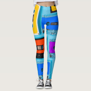 Retro Cassette: Blue Background Collection Leggings