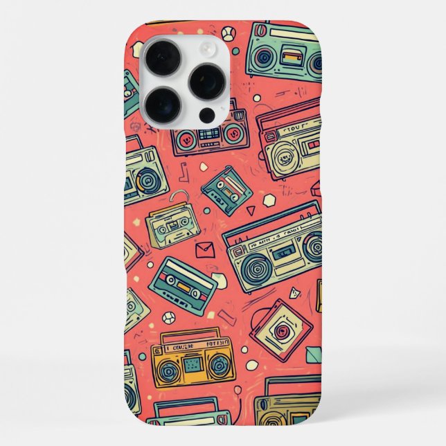 Retro Cassette Boomboxes 80s Music Fans iPhone Case (Back)