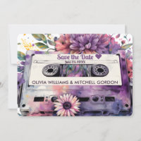 Retro Cassette | Floral Wedding Save the Date Invi