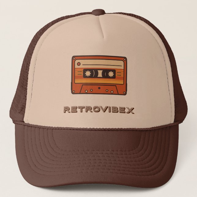 Retro Cassette Hat – RETROVIBEX Vintage Music Cap (Front)
