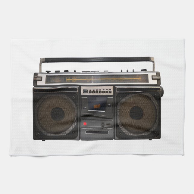retro cassette player music hipster stereo tape tea towel (Horizontal)